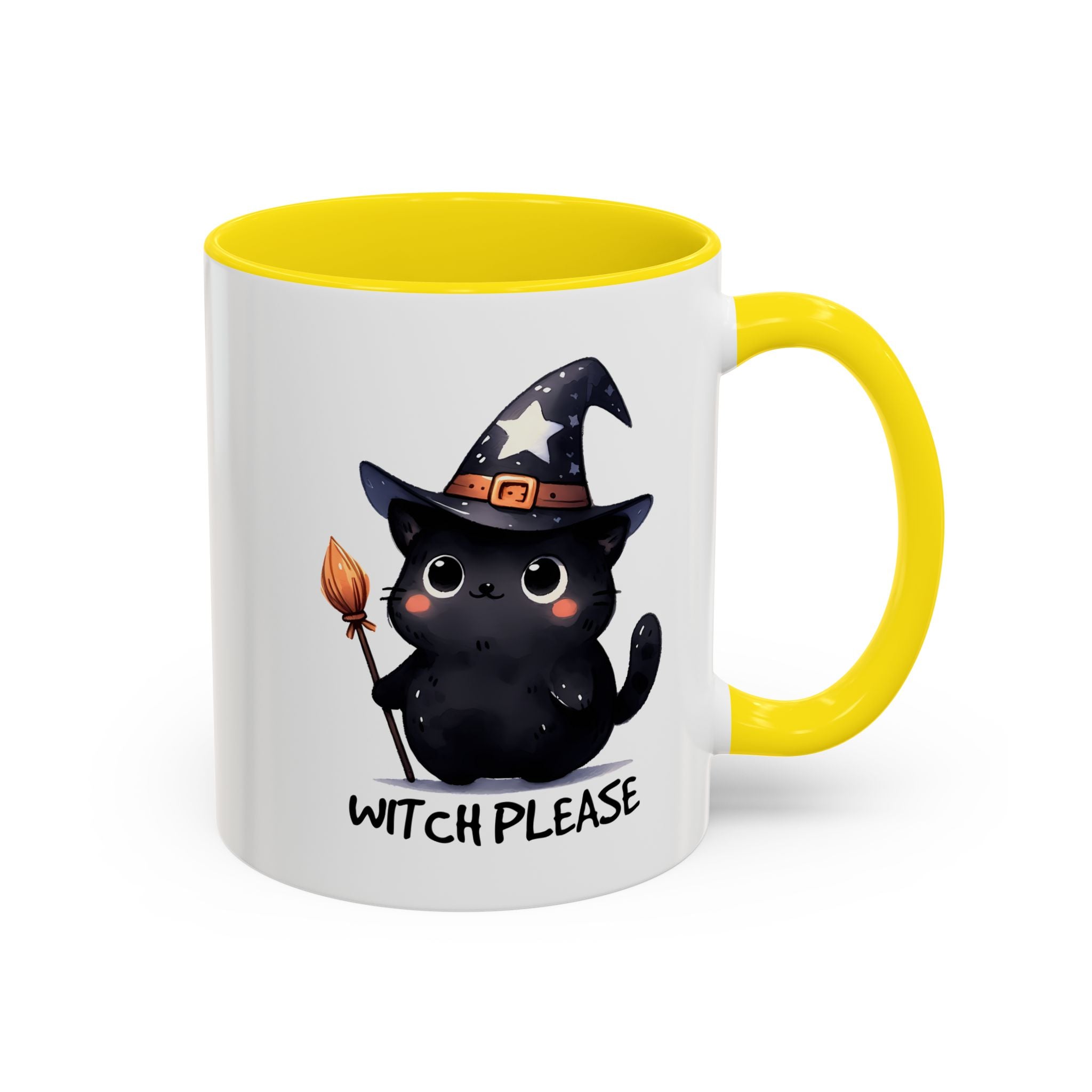 Cute Witch Cat Coffee Mug - Perfect for Halloween, Cat Lover Gift, Witch Please Design, Black Cat Mug, Cozy Drinkware
