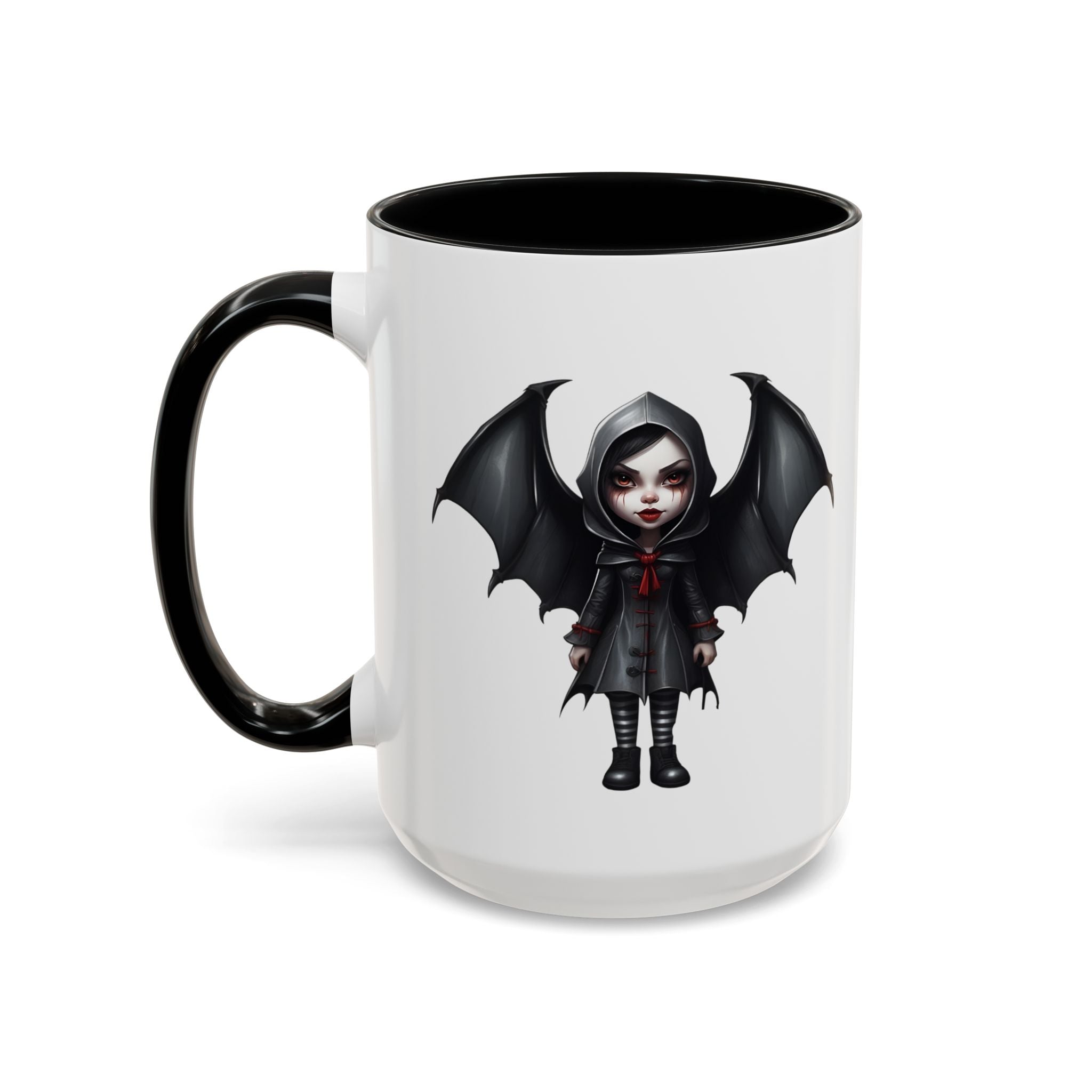 gothic vampire girl with wings horror art Accent Coffee Mug (11, 15oz) vamp14