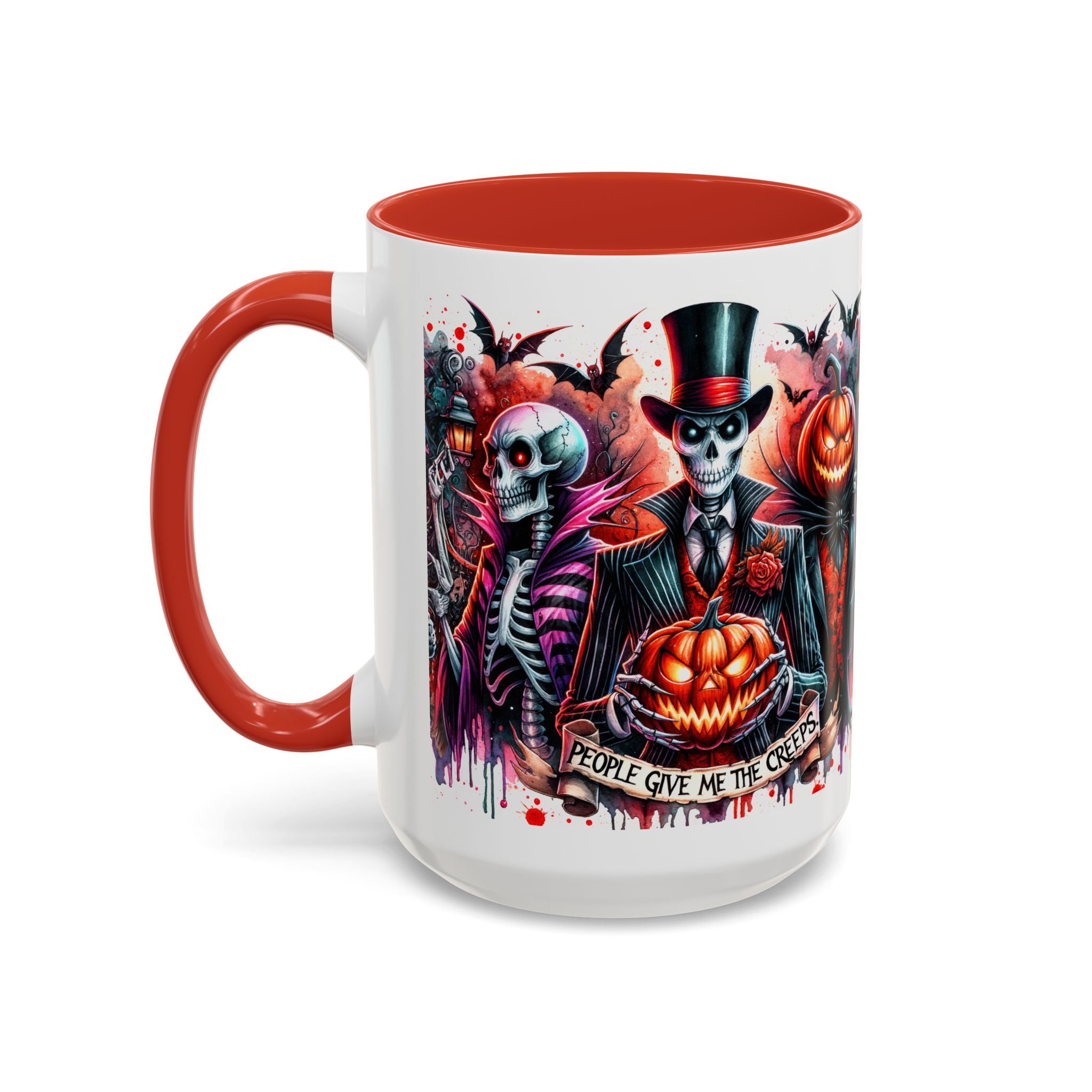 Halloween-themed Accent Coffee Mug, Spooky Skull Mug, Pumpkin Art Cup, Unique Gift for Halloween Lovers, October Decor