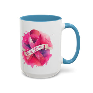 Empowering Pink Ribbon Coffee Mug | She is Strong | Gift for Cancer Awareness, Inspirational Drinkware, Office Mug, Motivational [...]