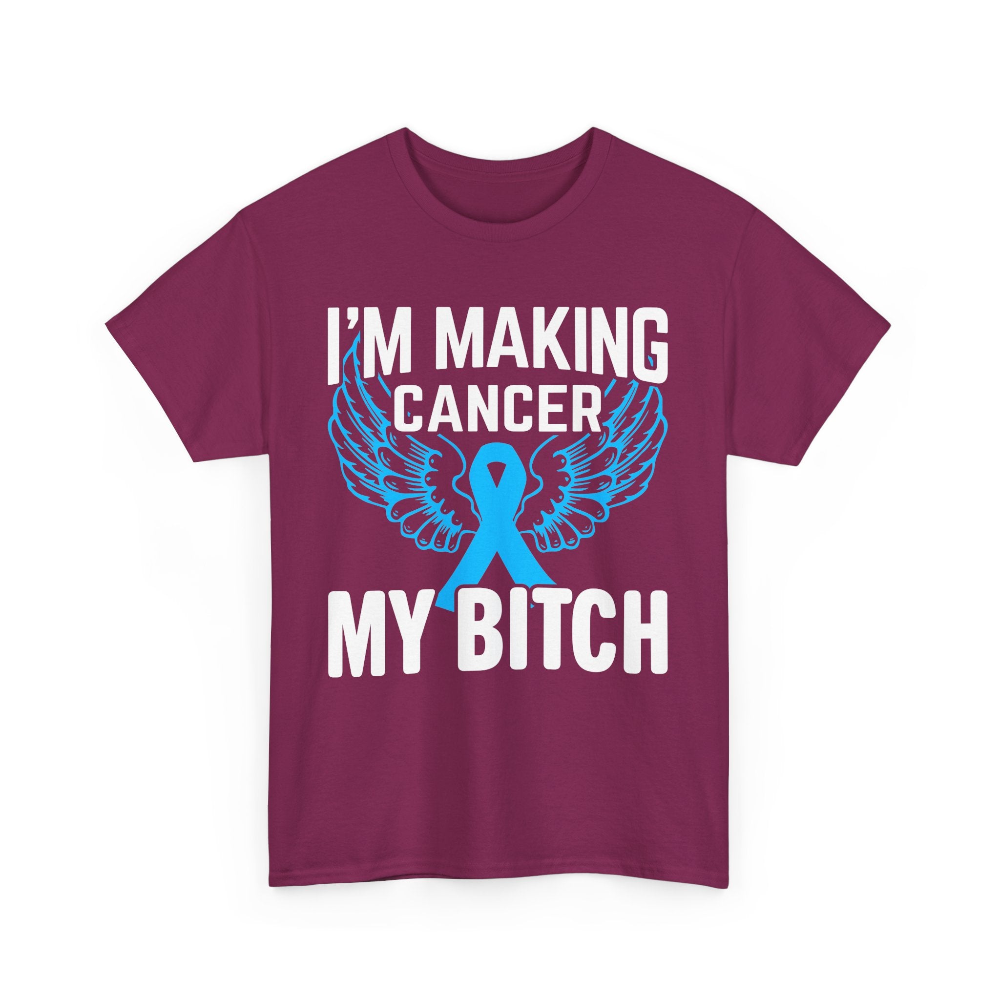 Angel Wings cancer Awareness Tee, Unisex Cotton Shirt for Support, Gift for Advocates, Fundraising Event Wear, Blue Ribbon Merchandise