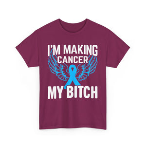 Angel Wings cancer Awareness Tee, Unisex Cotton Shirt for Support, Gift for Advocates, Fundraising Event Wear, Blue Ribbon Merchandise
