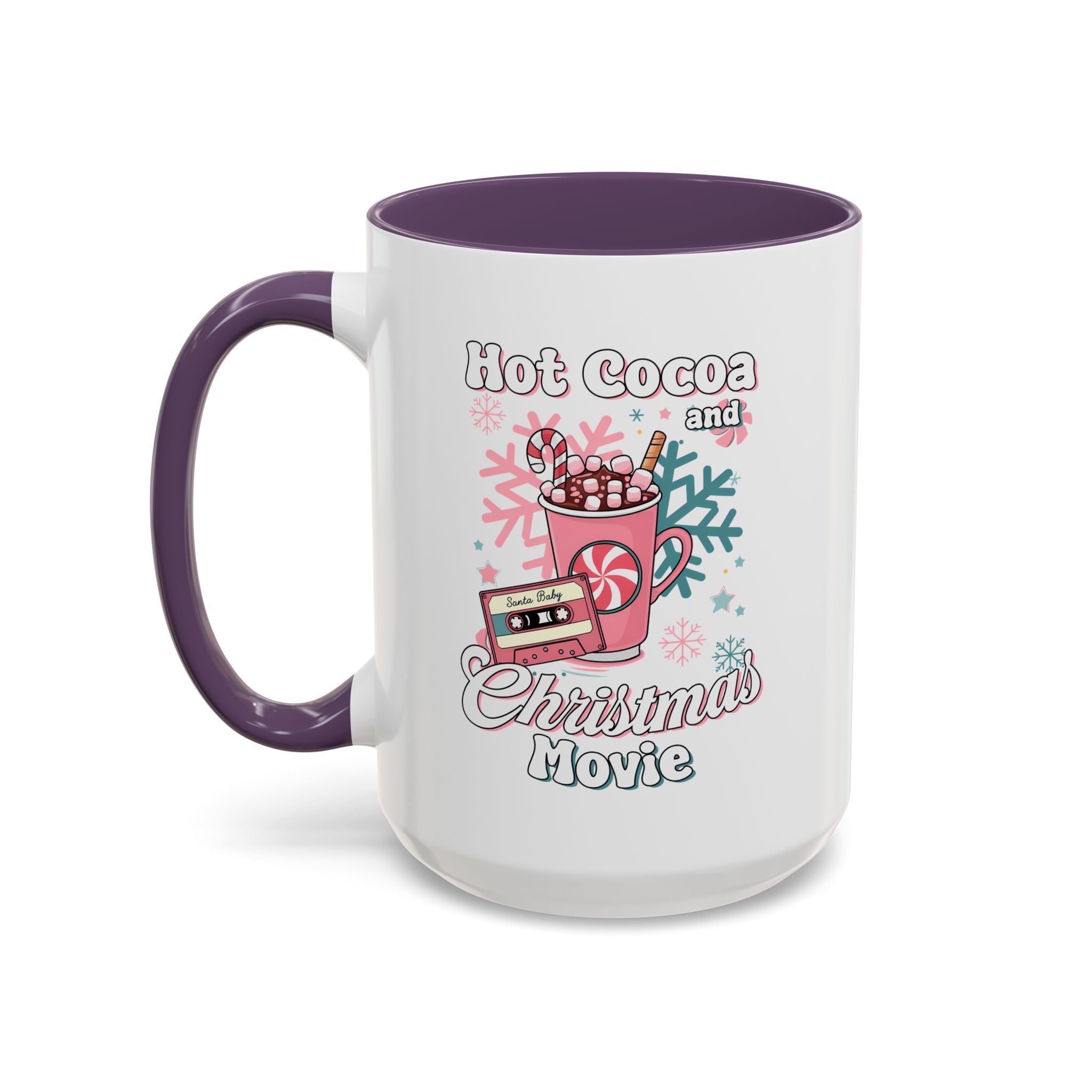 Hot Cocoa & Christmas Movie Mug, Cozy Holiday Cup, Winter Gift, Festive Beverage Container, Cute Coffee Mug