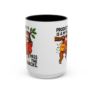 Funny Sloth Coffee Mug, Humor Mug Gift, Productivity Myth Mug, Cute Sloth Cup, Quirky Office Mug