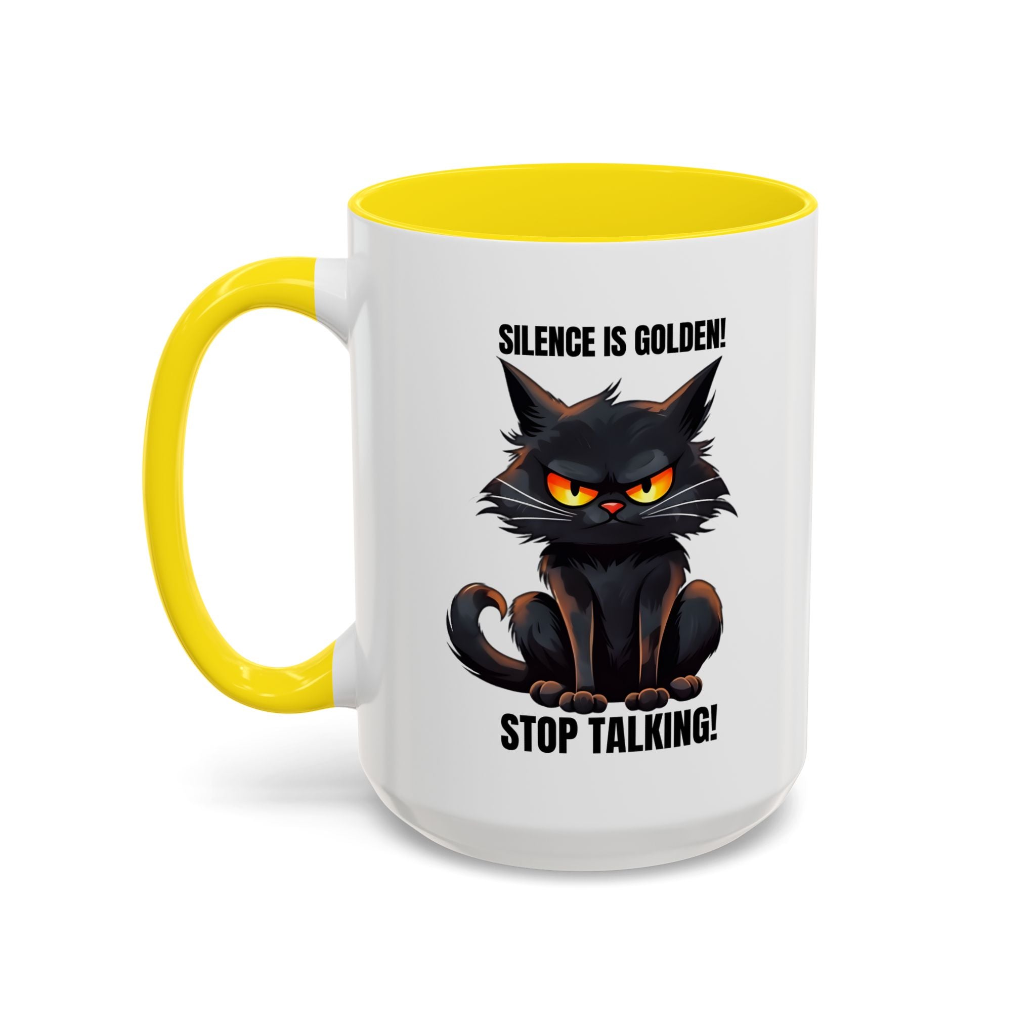 Funny Cat Mug | Silence Is Golden Coffee Cup | Gift for Cat Lovers | Humorous Kitchenware | Ceramic Teacup | Unique Animal Gifts