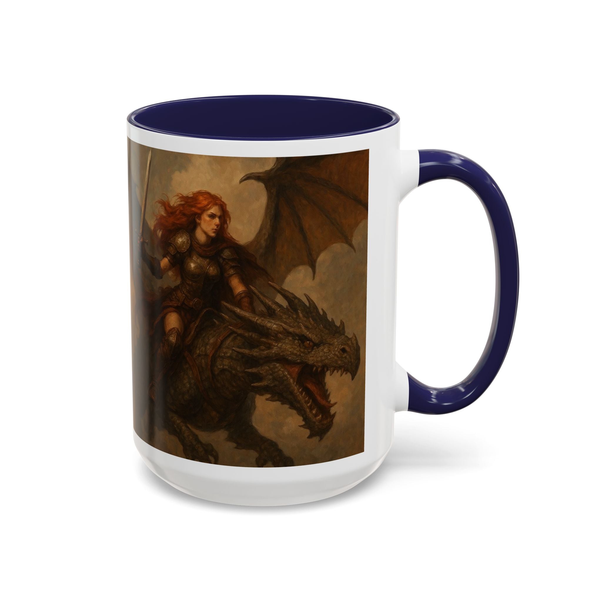 Fantasy Dragon Rider Coffee Mug gothic woman warrior queen