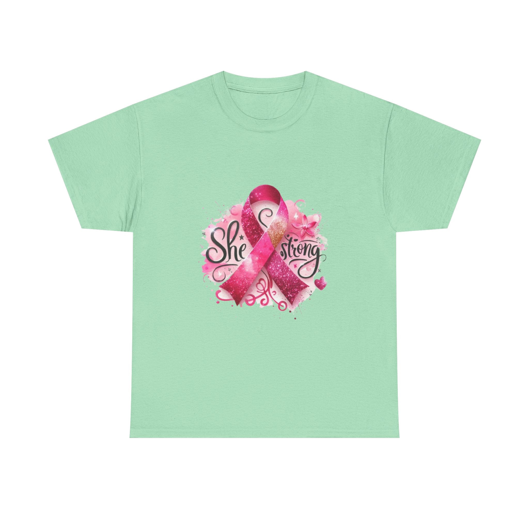Breast Cancer Awareness Tee - She's Strong, Gift for Survivors, Supportive T-Shirt, Awareness Month, Inspirational Apparel