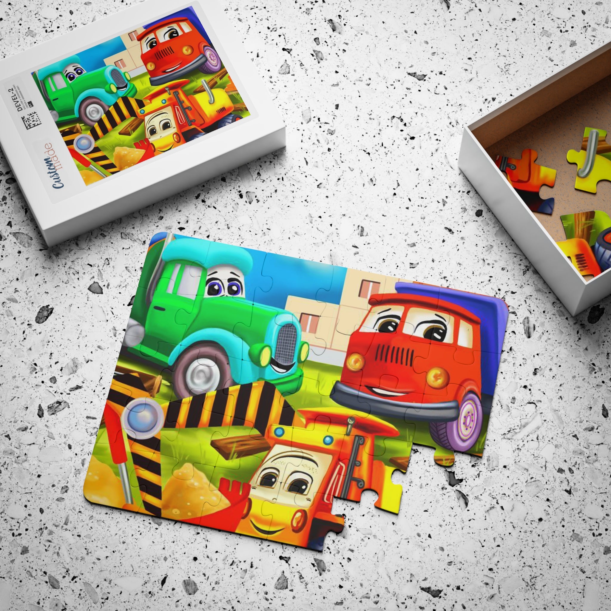 Kids' Construction Vehicles Puzzle - Fun Learning Toy for Preschoolers, Educational Games, Gift for Birthday, Travel Activities
