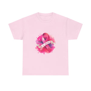 Empowering Cancer Awareness Tee - She is Strong, Support Shirt, Gift for Survivors, Pink Ribbon Apparel, Breast Cancer Awareness