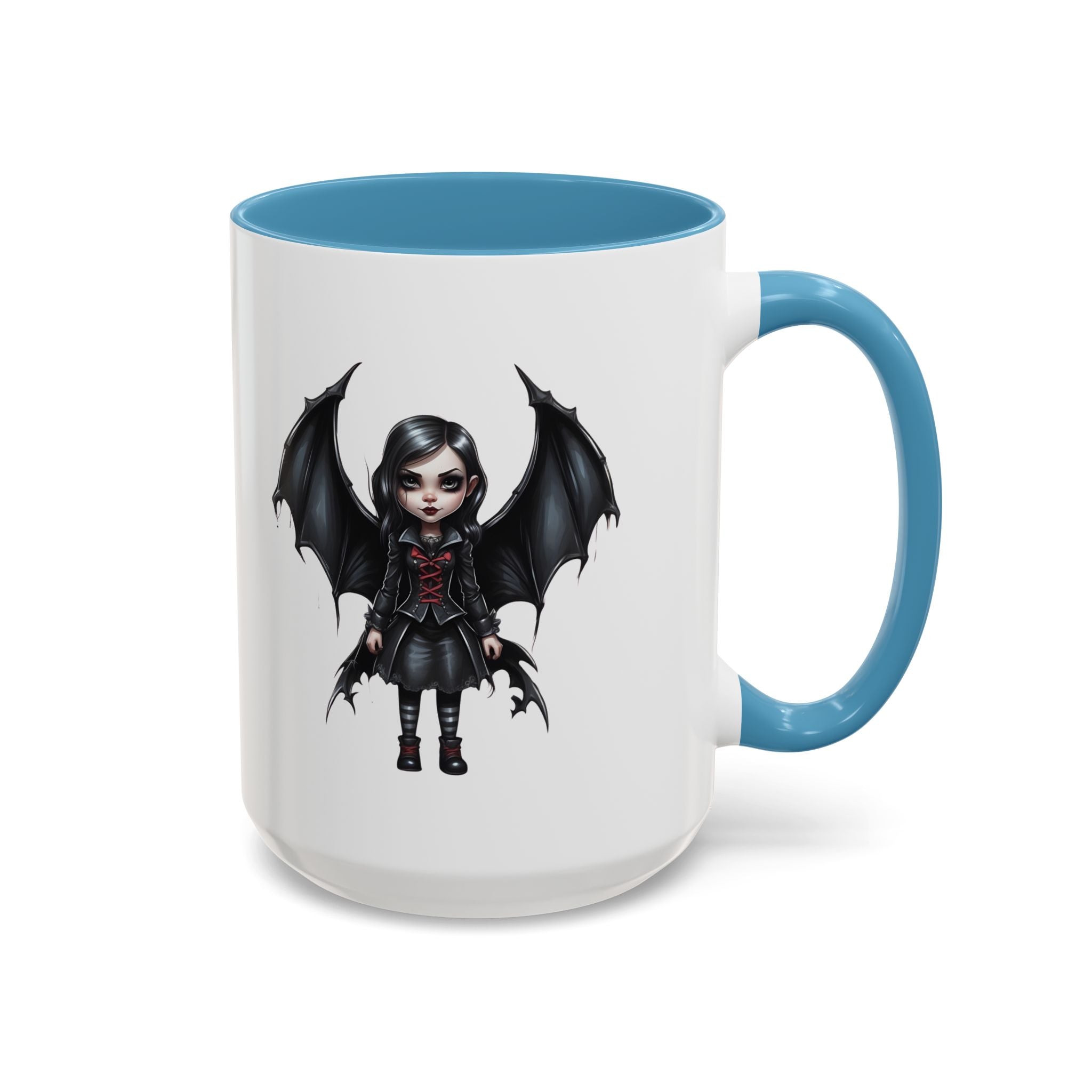 Gothic vampire girl with bat wings horror art Accent Coffee Mug (11, 15oz) vamp18
