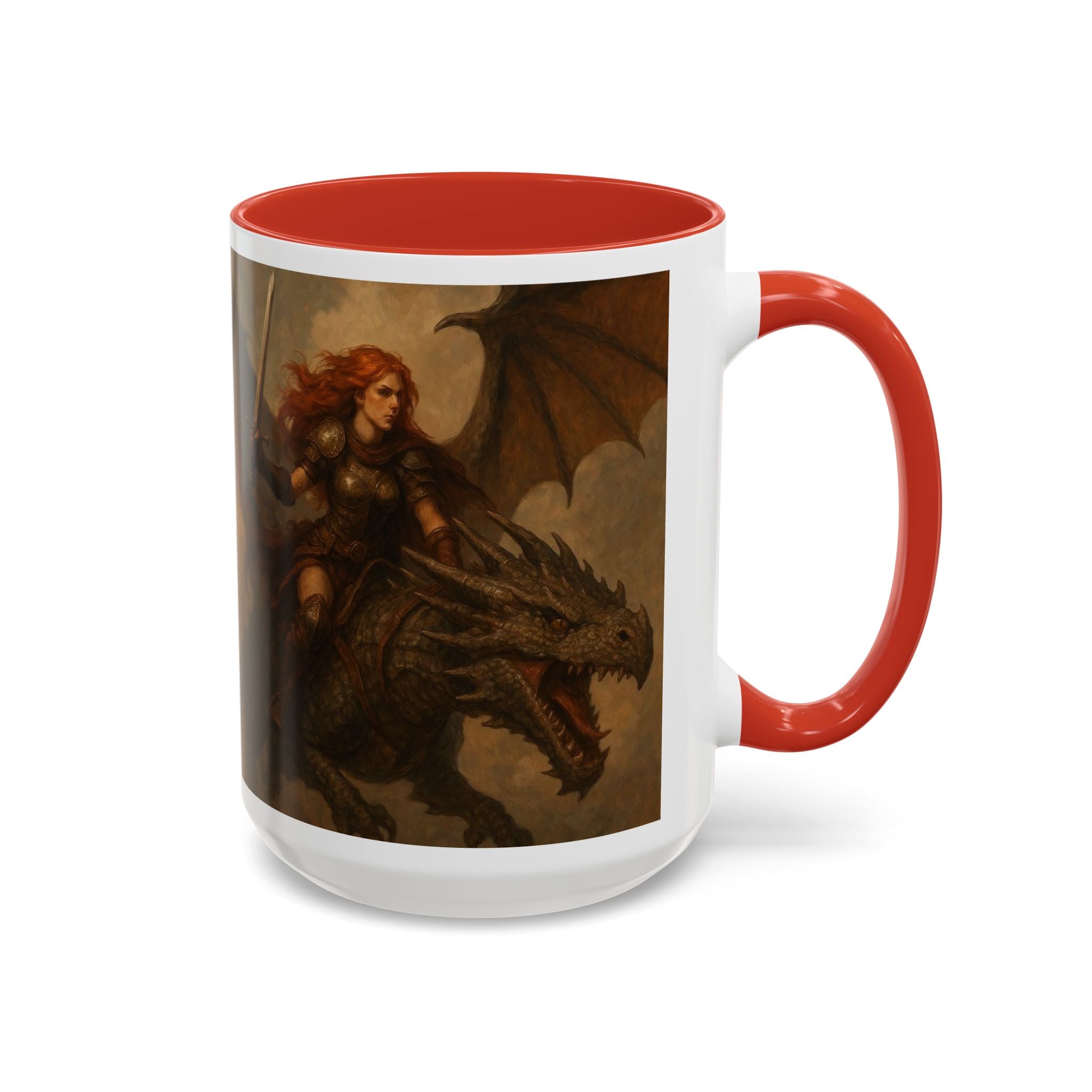 Fantasy Dragon Rider Coffee Mug gothic woman warrior queen