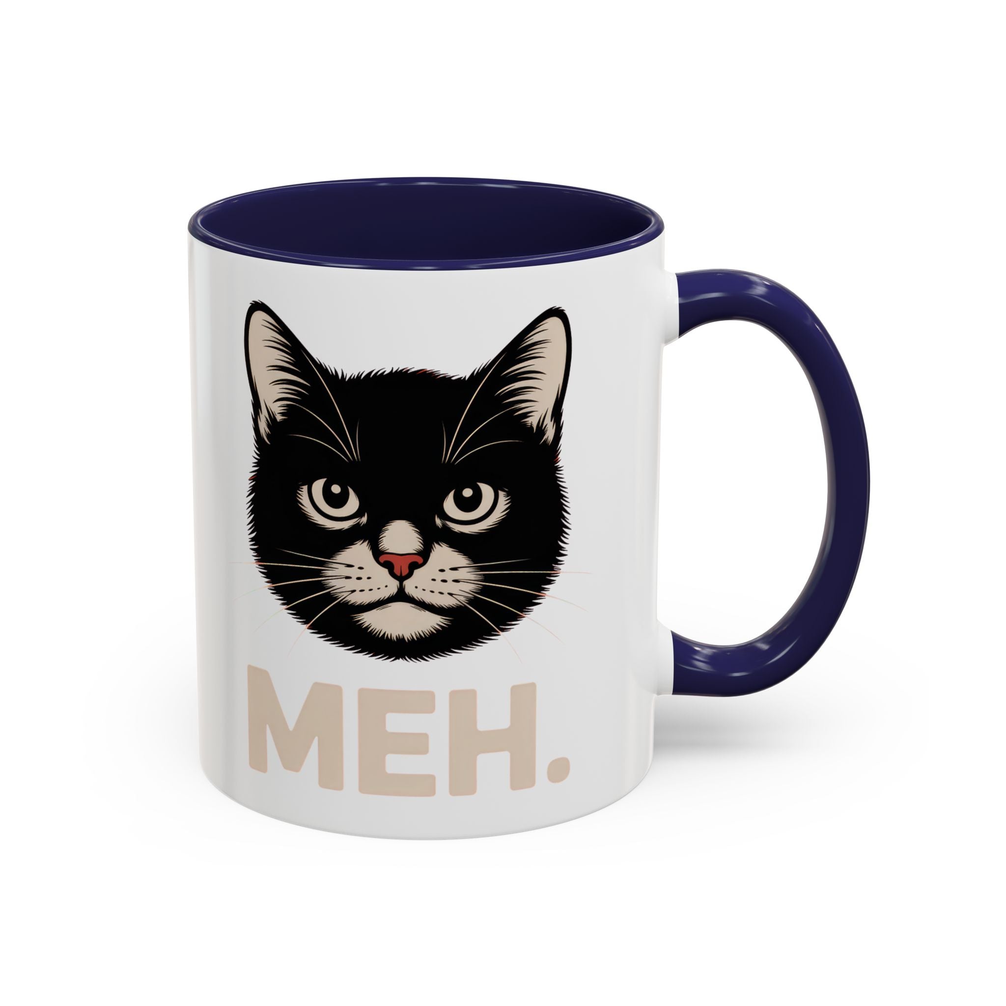 Tuxedo Cat 'MEH.' Accent Coffee Mug — Funny Cat Lover Ceramic Mug