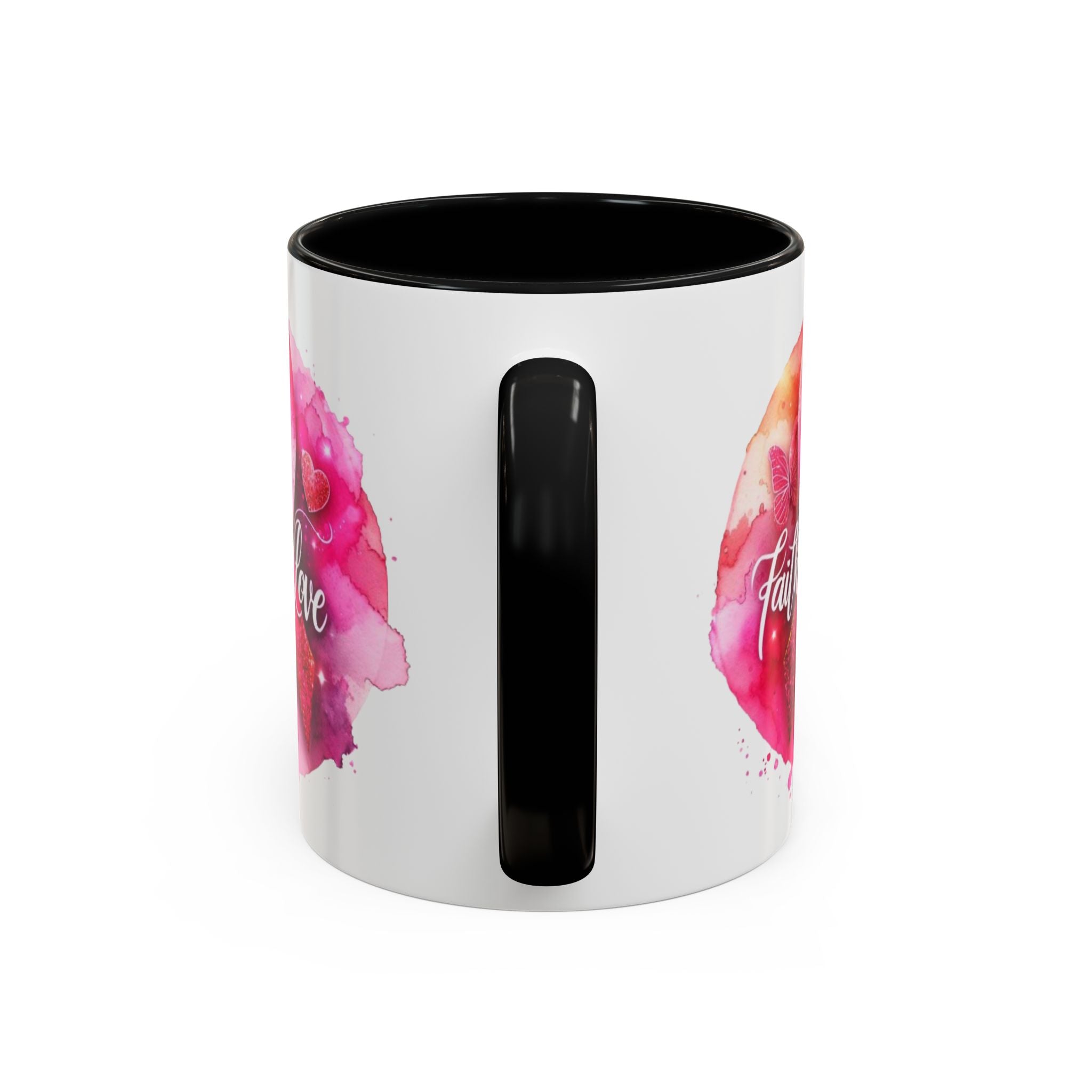 Inspirational Accent Coffee Mug with Pink Ribbon Design, Faith Hope Love Gift, Cancer Awareness Mug, Supportive Drinkware, Meaningful [...]