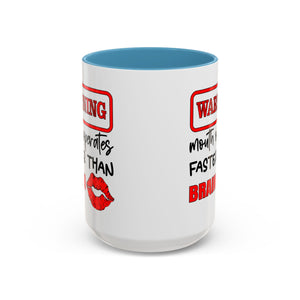 Funny Warning Coffee Mug - 'Mouth Operates Faster Than Brain' - Perfect for Coffee Lovers