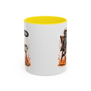 Funny I'M fine  Skeleton on fire Coffee Mug - Humor Gift for Halloween, Coffee Lovers,  Decor, Gag Gift, 11-15oz Accent Mug