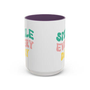 Accent Coffee Mug - "Smile Every Day" - Cheerful Drinkware for Coffee Lovers, Unique Gift for Birthdays, Housewarming, Self-Care