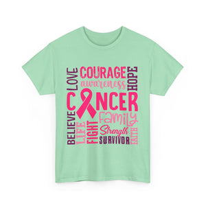 Cancer Awareness Unisex Tee, Support Cancer Fighters, Fight Against Cancer, Gift for Survivors, Hope & Love T-Shirt
