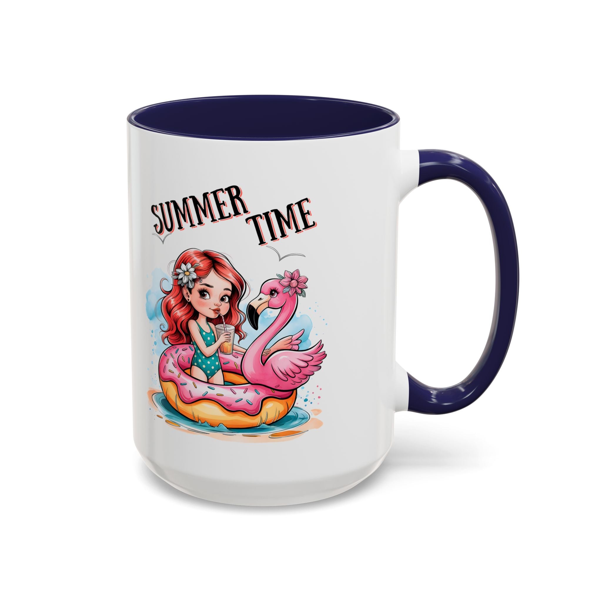 Summer Time Accent Coffee Mug - 11oz & 15oz funny cute girl floating
