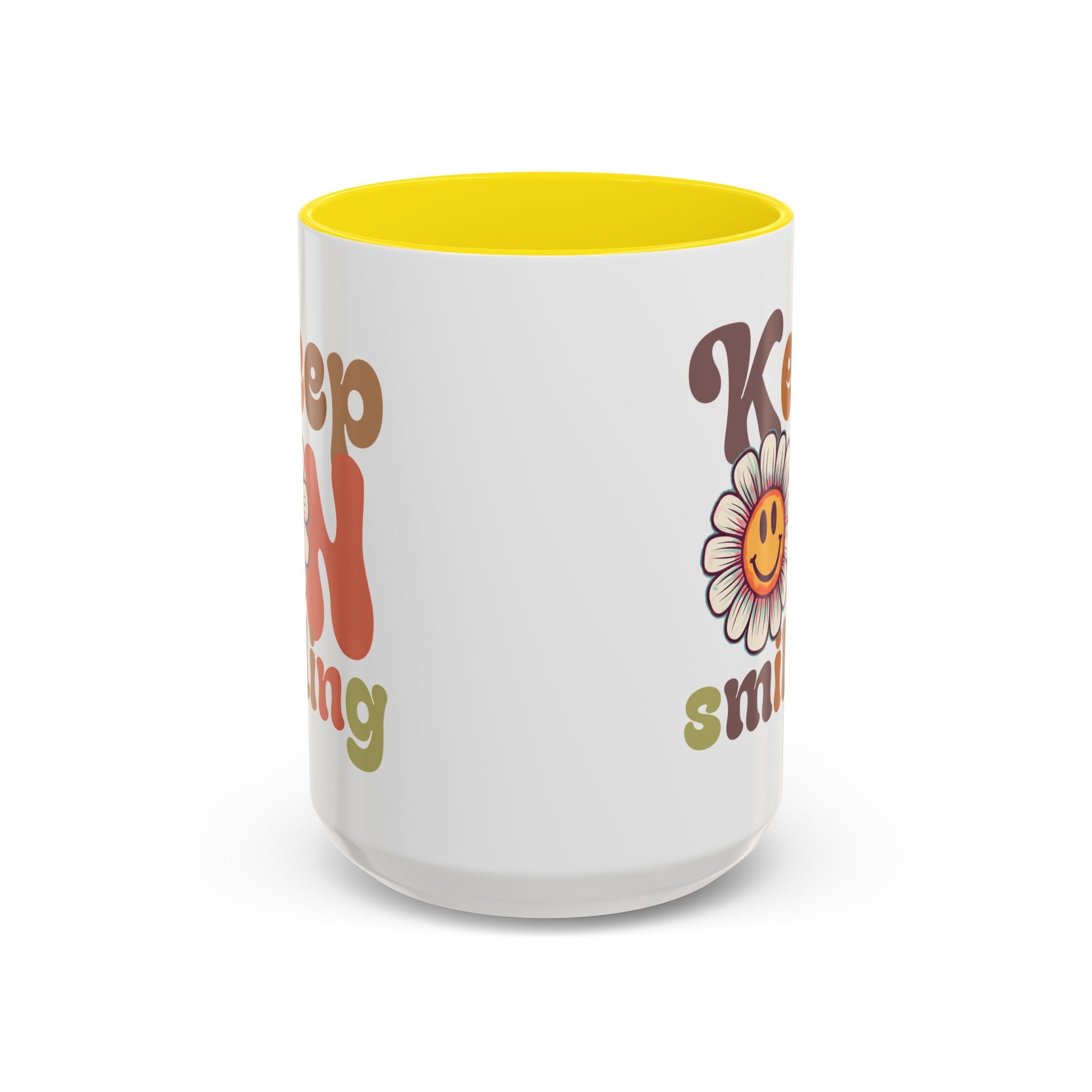 Keep Smiling Floral Coffee Mug - Cheerful 11 & 15oz Accent Mug for Daily Motivation