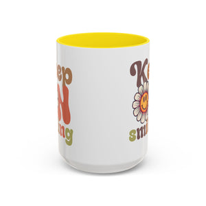 Keep Smiling Floral Coffee Mug - Cheerful 11 & 15oz Accent Mug for Daily Motivation