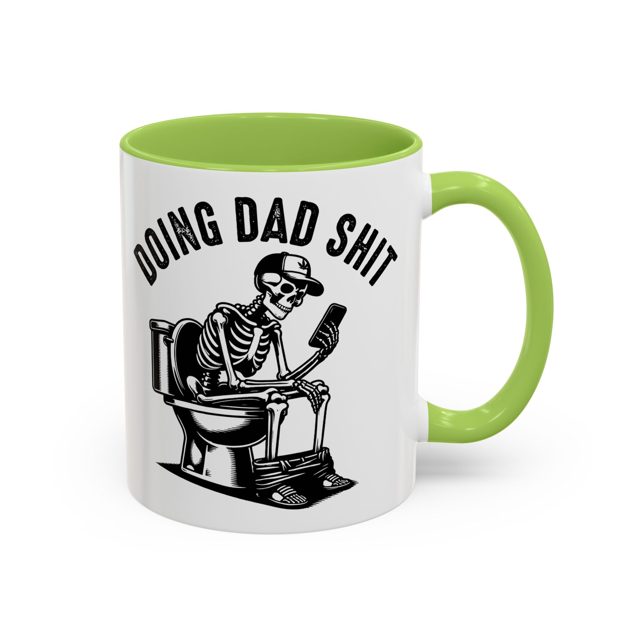 Doing Dad Shit Coffee Mug — Funny Skeleton Dad Toilet Humor Accent Mug