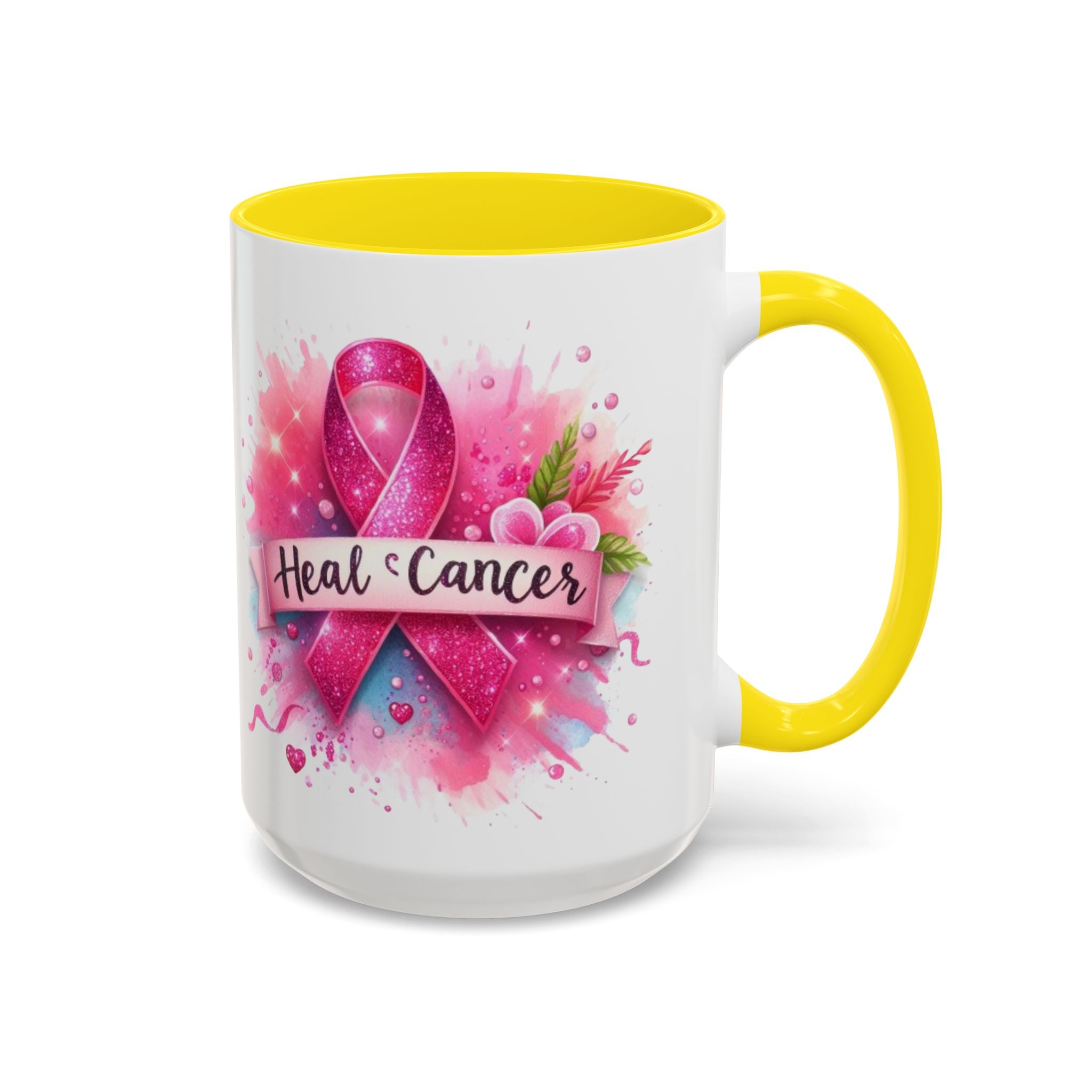 Pink Ribbon Healing Coffee Mug | Support Cancer Awareness | Inspirational Gift | Breast Cancer Support | 11oz & 15oz Options