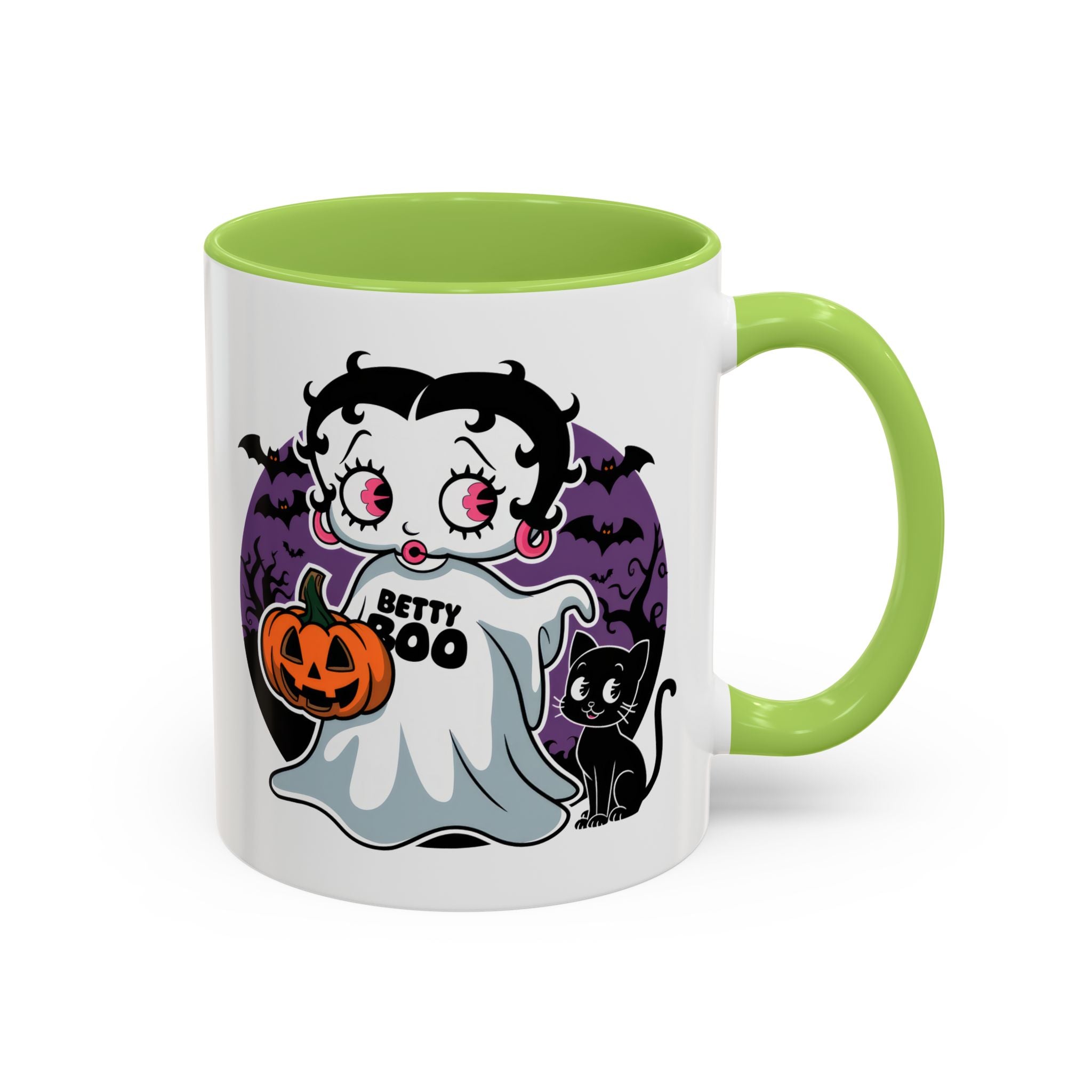 Betty Boo Halloween Ghost Mug — Cute Spooky Pumpkin & Black Cat Accent Coffee Cup