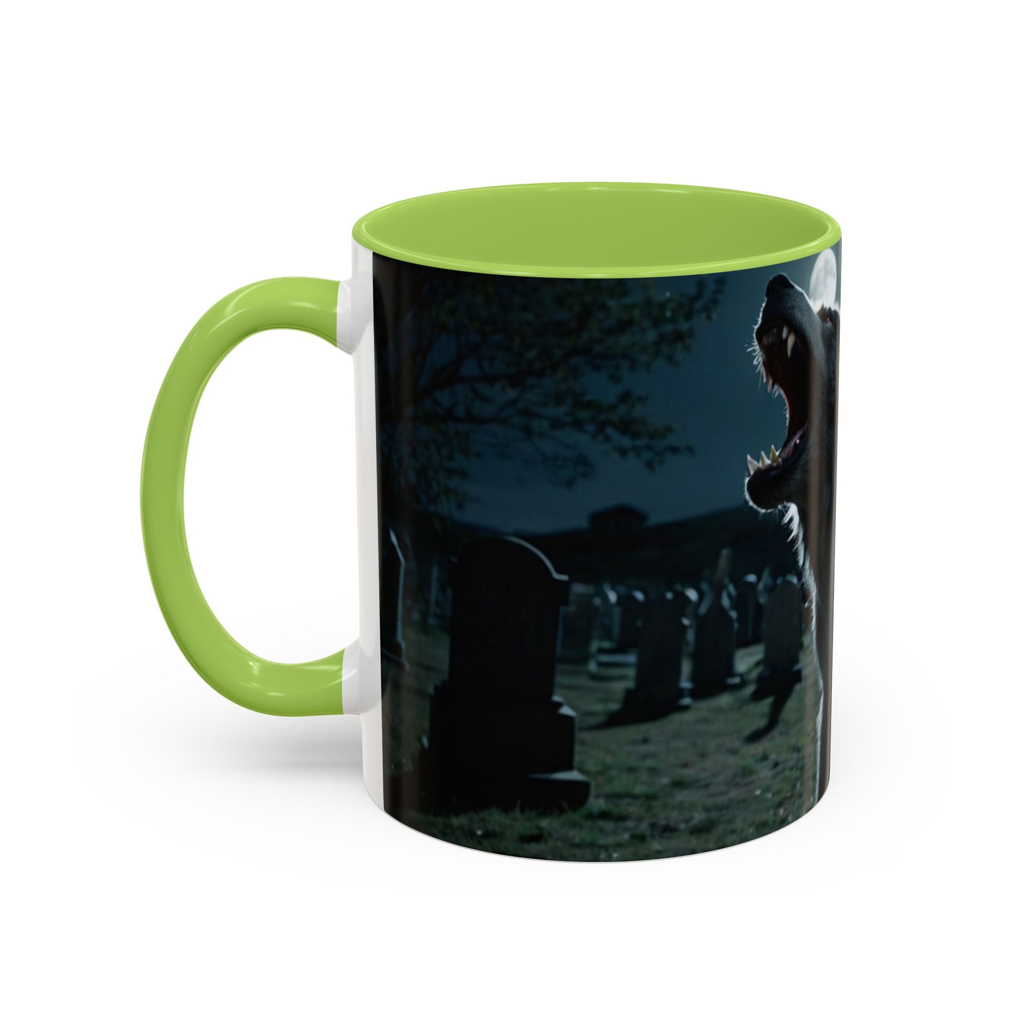 halloween werewolf in graveyard Howling Wolf Accent Coffee Mug - 11 & 15oz