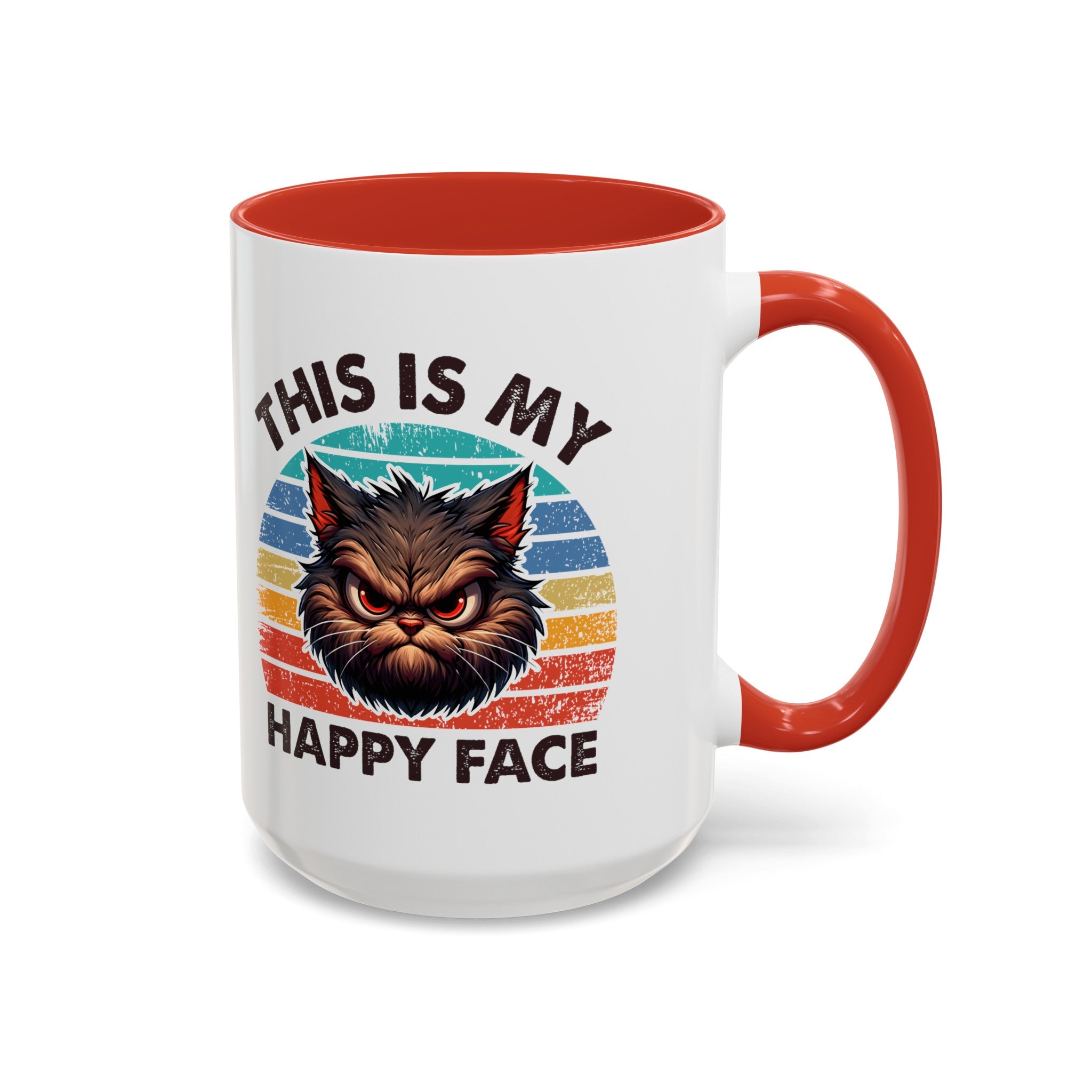 grumpy cat this is my happy face Accent Coffee Mug (11, 15oz) by the x m world