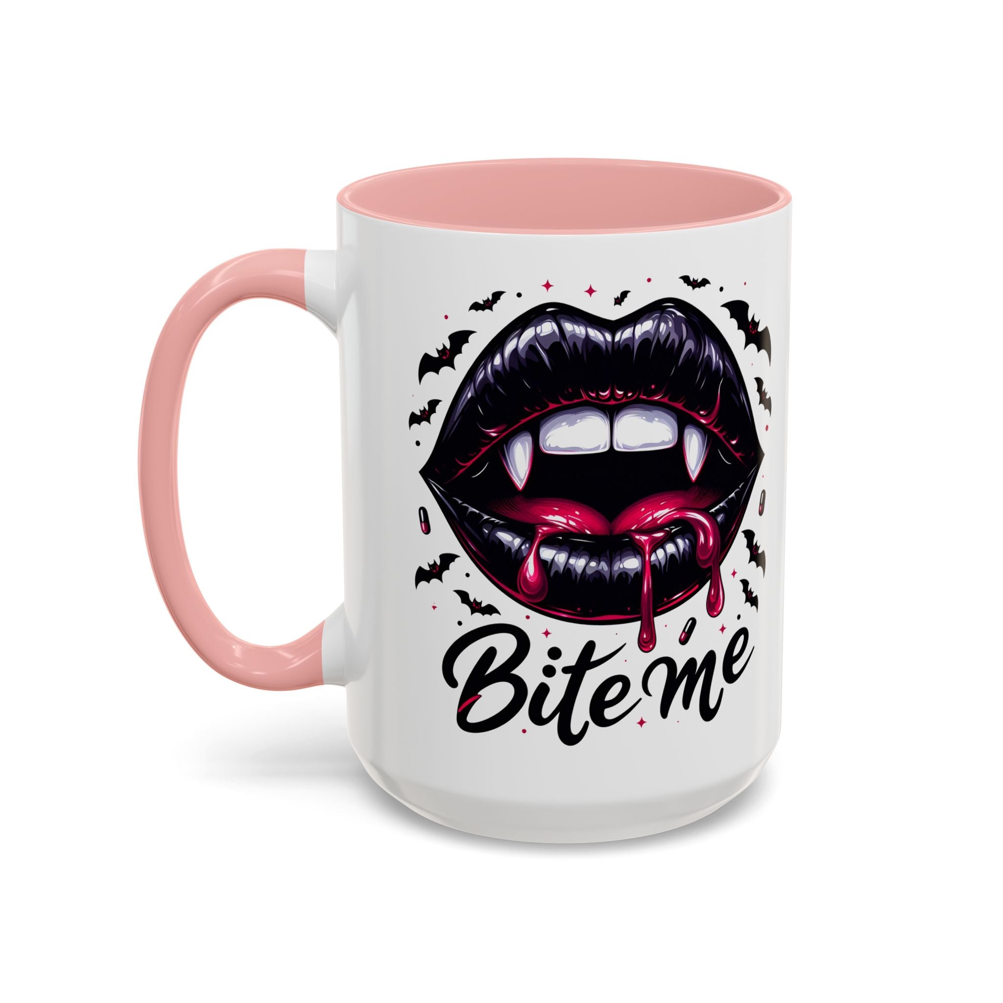 Vampire Themed Coffee Mug - "Bite Me"  halloween bats horror art cup