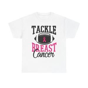 Unisex Heavy Cotton Tee - Tackle Breast Cancer Awareness Shirt, Football Support Tee, Gift for Cancer Fighters, Sports Fundraiser Shirt
