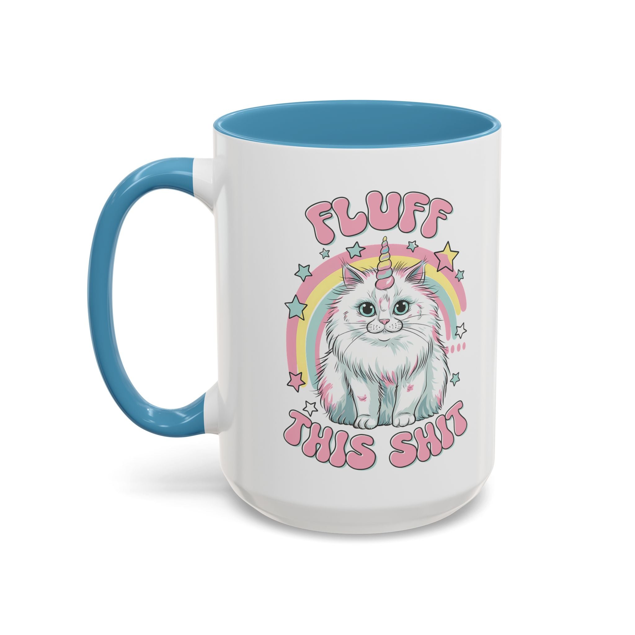 Whimsical Cat Coffee Mug - "Fluff This Shit" funny adult humor sarcasm