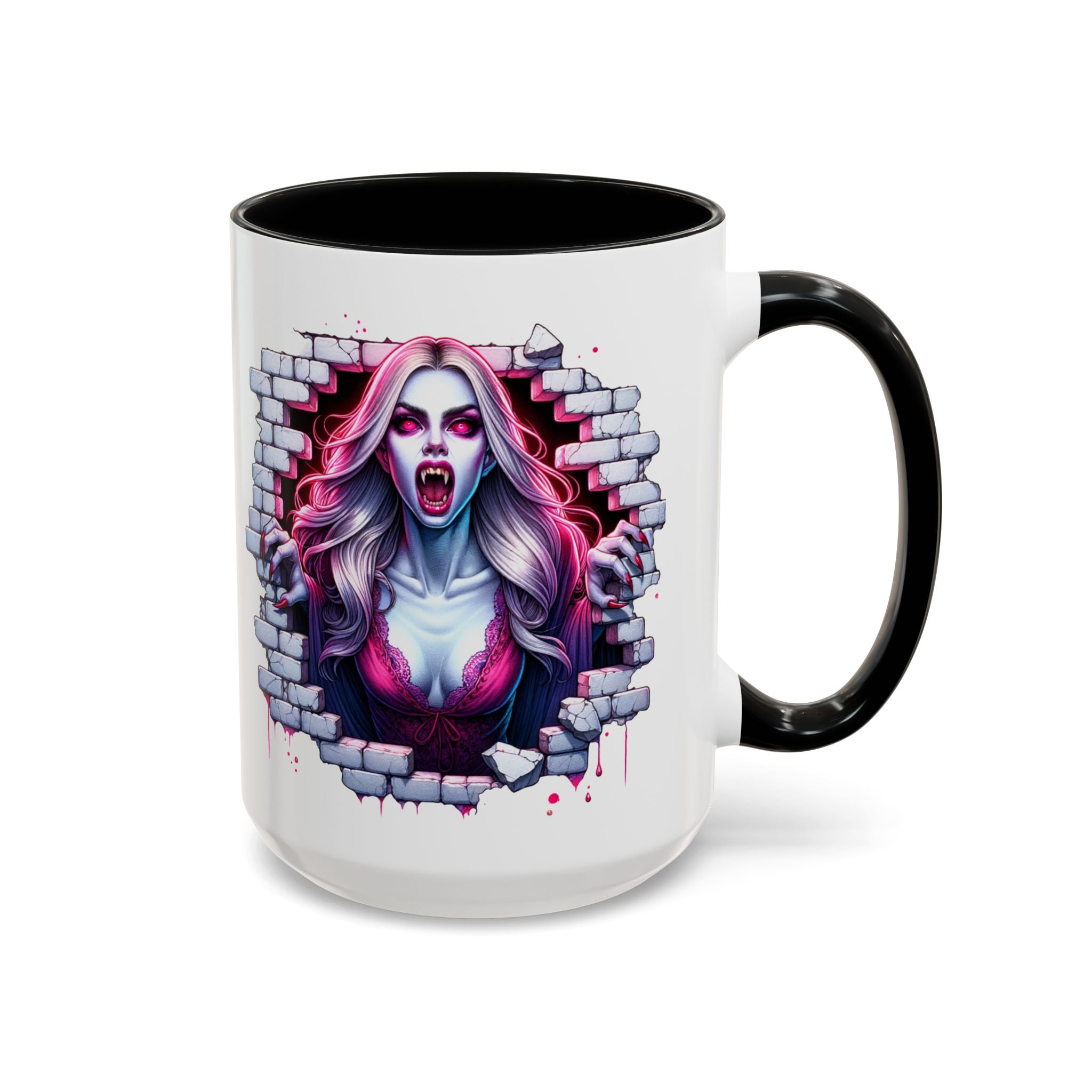 Vampire Wall Art Coffee Mug - Gothic,  Perfect Gift for Halloween, Unique Art Mug, Monster Mug, Fantasy Drinkware