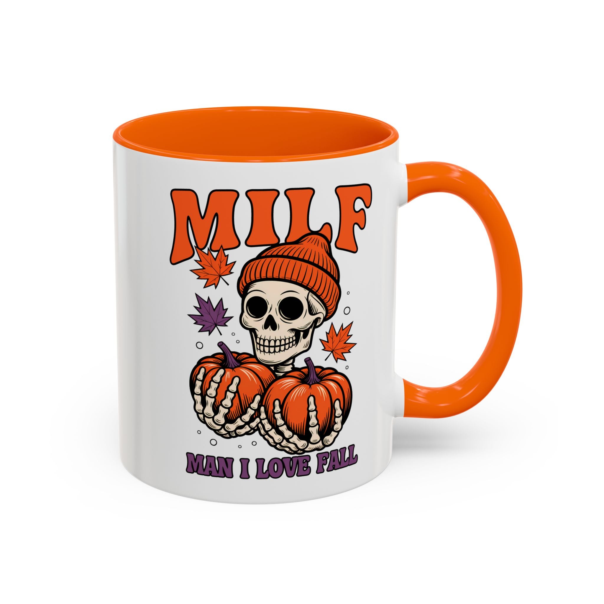Halloween Pumpkin Skull Coffee Mug – "MILF: Man I Love Fall" funny adult humor sexy time joke