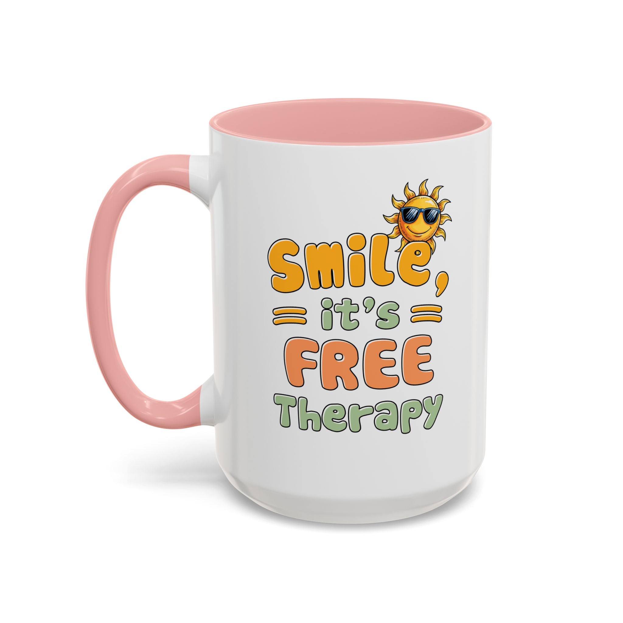 Smile It's Free Therapy Coffee Mug - Fun & Cheerful Accent Mugs for Brightening Your Day