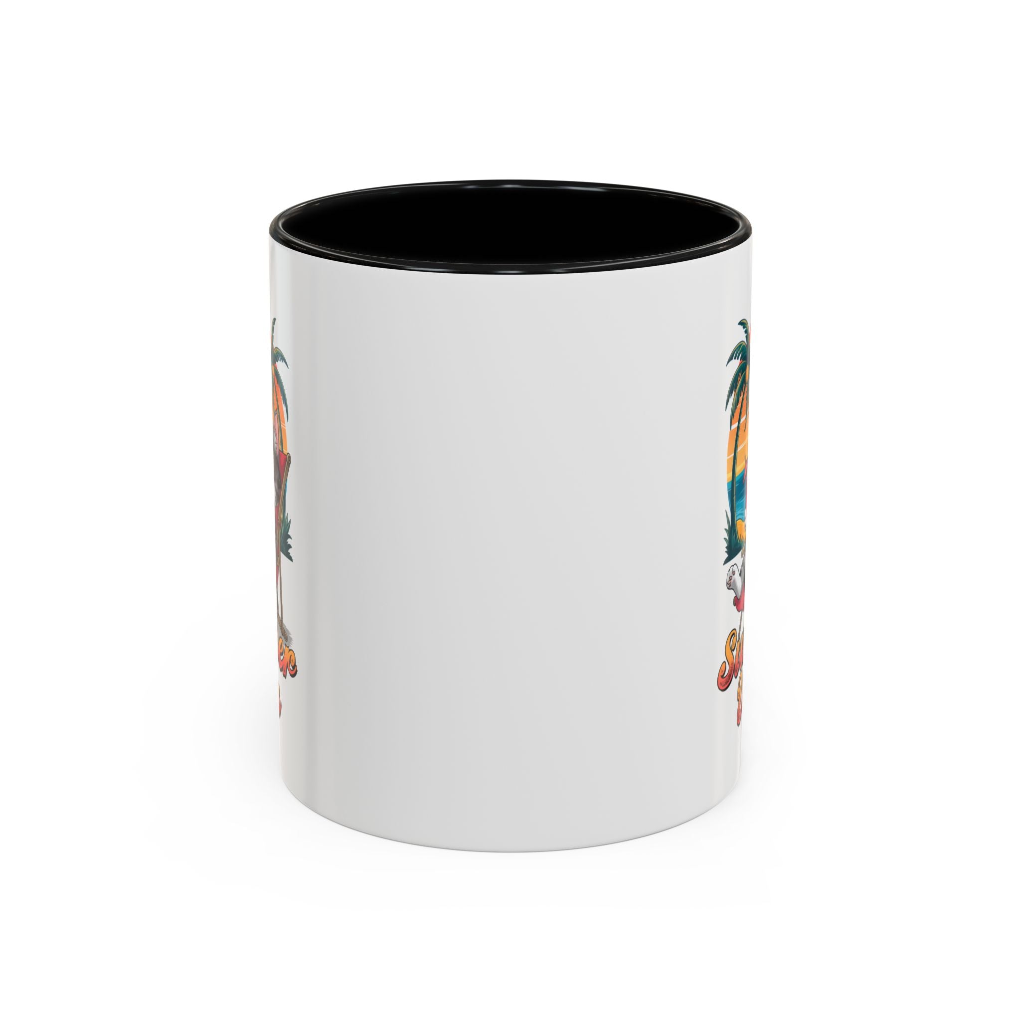 Summer Vibes Coffee Mug, Tropical Cat Mug, Beach Lover Gift, Fun Animal Sipware, Vacation-themed Drinkware, Pet Lover Cup