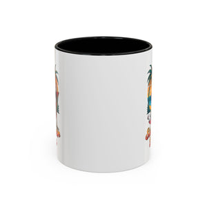 Summer Vibes Coffee Mug, Tropical Cat Mug, Beach Lover Gift, Fun Animal Sipware, Vacation-themed Drinkware, Pet Lover Cup