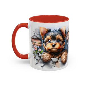 Cute Dog Peeking Coffee Mug, Pet Lover Gift, Yorkshire Terrier Mug, Animal Lover Coffee Cup, Dog-Themed Drinkware, Doggie Mug