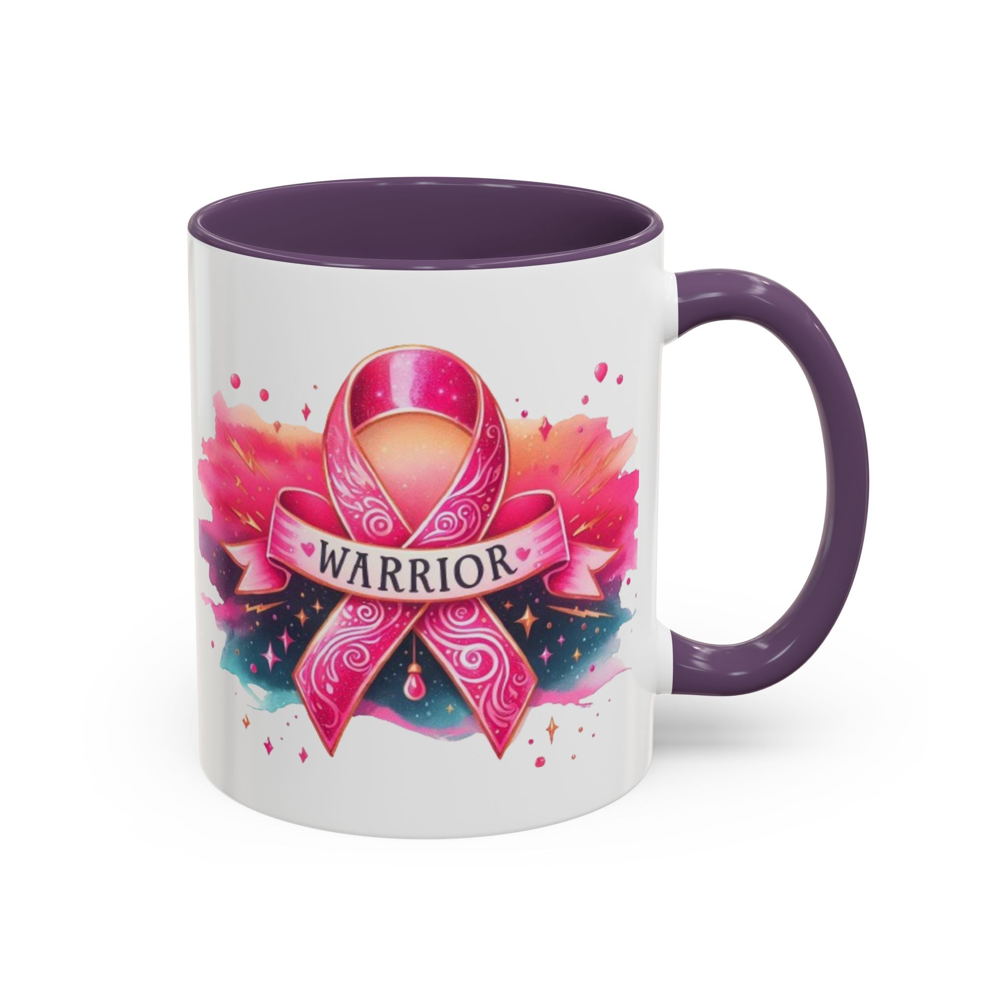 Pink Ribbon Warrior Coffee Mug, Support Breast Cancer Awareness Gift, Inspirational Mug, Cancer Survivor Merchandise, 11oz 15oz Mug