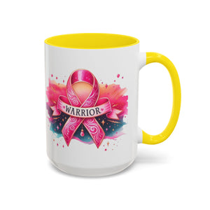 Pink Ribbon Warrior Coffee Mug, Support Breast Cancer Awareness Gift, Inspirational Mug, Cancer Survivor Merchandise, 11oz 15oz Mug