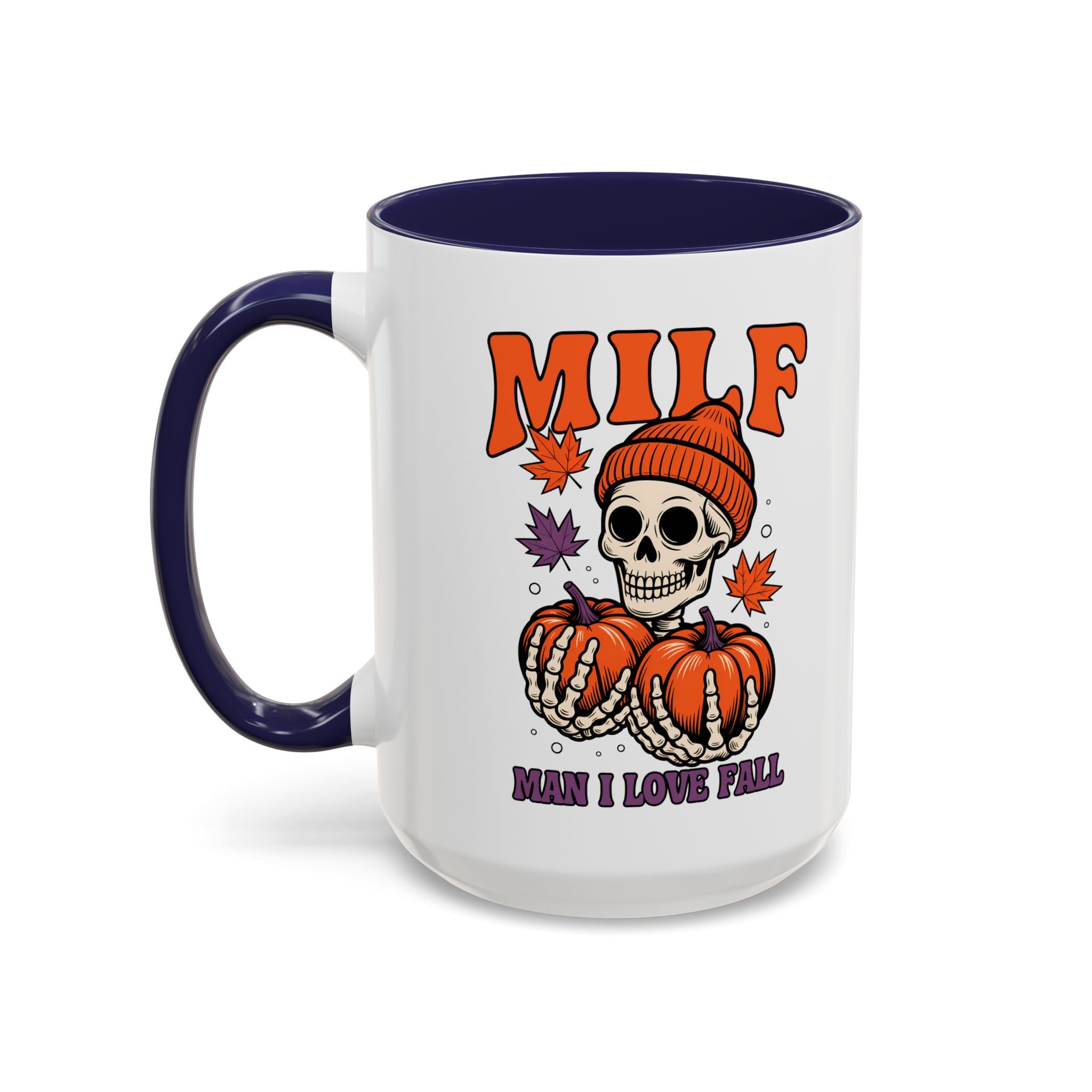 Halloween Pumpkin Skull Coffee Mug – "MILF: Man I Love Fall" funny adult humor sexy time joke