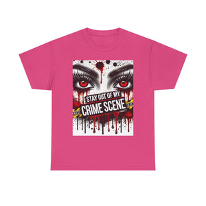 Gothic Crime Scene Tee | Edgy Graphic T-Shirt for Halloween, Horror Fans, Costume Parties, Birthday Gift, Unisex Heavy Cotton