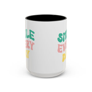 Accent Coffee Mug - "Smile Every Day" - Cheerful Drinkware for Coffee Lovers, Unique Gift for Birthdays, Housewarming, Self-Care