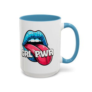 GRL PWR Accent Coffee Mug - Bold Fun Design for Empowerment, Great Gift for Friends, Coffee Lovers, Birthdays, and Celebrations