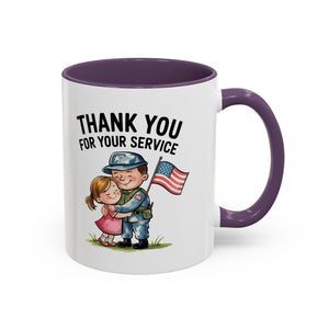 Thank You for Your Service Coffee Mug - 11oz & 15oz Accent Mugs for Veterans Appreciation