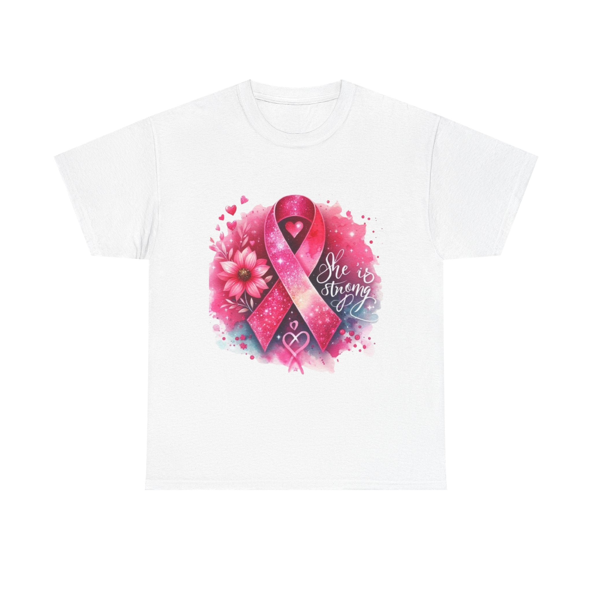 Breast Cancer Awareness Tee - She is Strong, Support Shirt, Gift for Fighters, Awareness Month Apparel, Inspirational T-Shirt