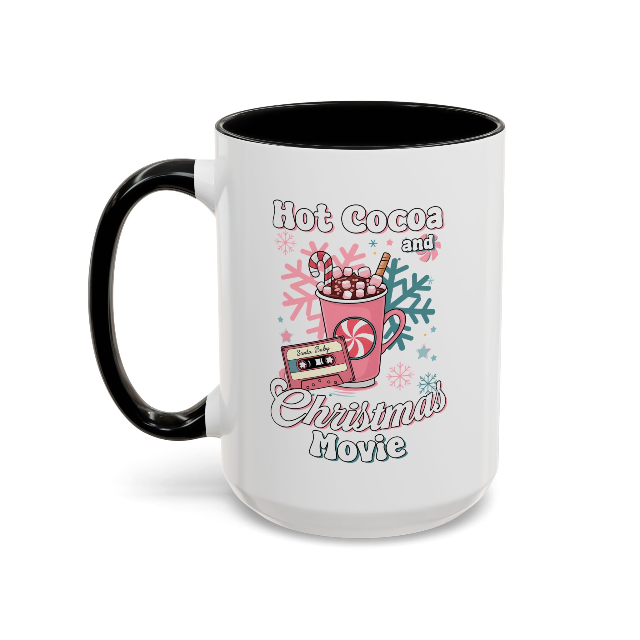 Hot Cocoa & Christmas Movie Mug, Cozy Holiday Cup, Winter Gift, Festive Beverage Container, Cute Coffee Mug