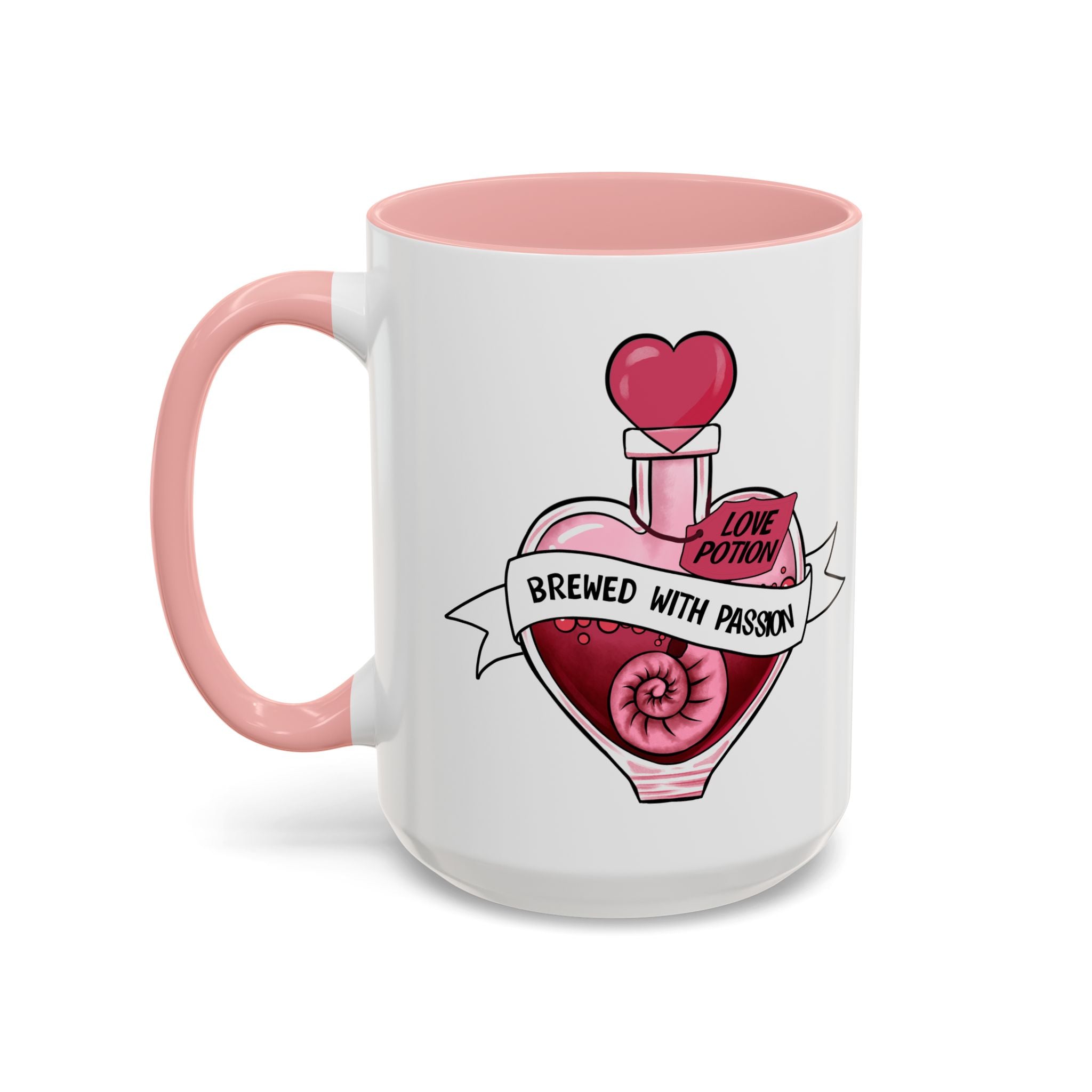 Coffee Mug - 'Brewed With Passion' Love Potion Accent Mug (11/15oz) anti valentine