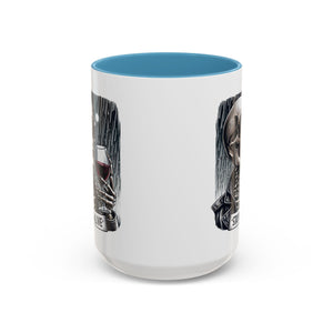 Stylish Skull Coffee Mug, Gothic Drinkware, Staying Alive Gift for Halloween, Funny Office Mug, Alternative Drinkware