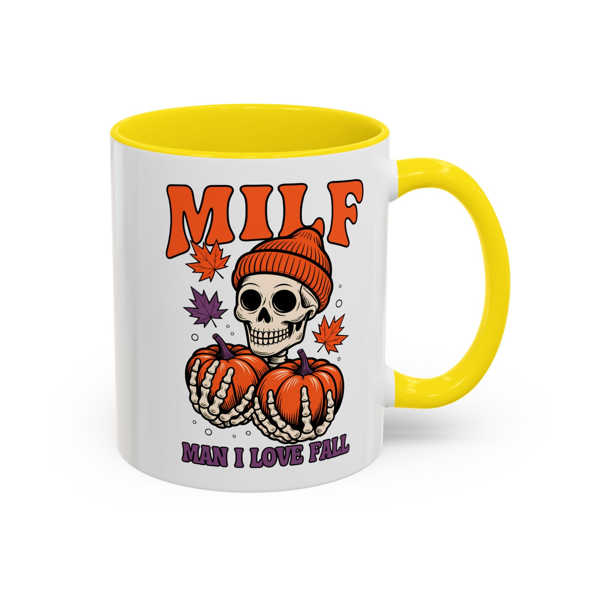 Halloween Pumpkin Skull Coffee Mug – "MILF: Man I Love Fall" funny adult humor sexy time joke